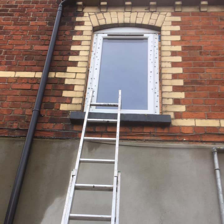 ladders up to replace top window